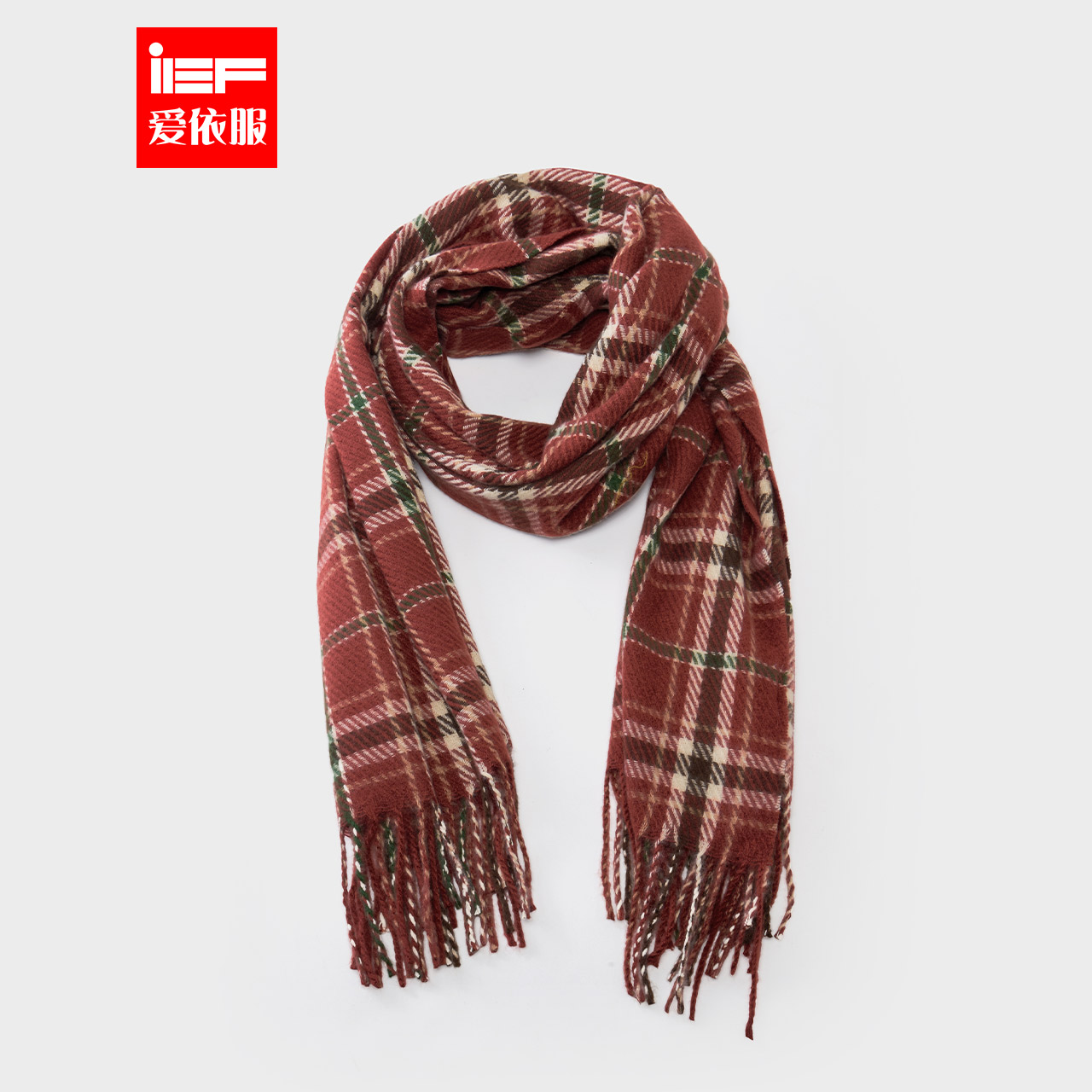 IEF/爱依服2025秋冬新款韩版通勤百搭英伦风保暖格子围巾
