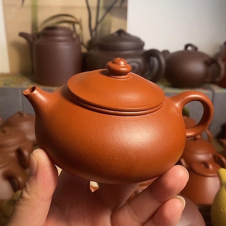 茶壶紫砂全手工朱泥朱泥寒江180cc不退不换