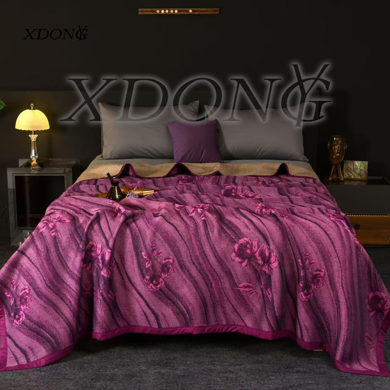 XDONGY（冬云家纺）高定230*250柔软亲肤 玫林紫色  床盖