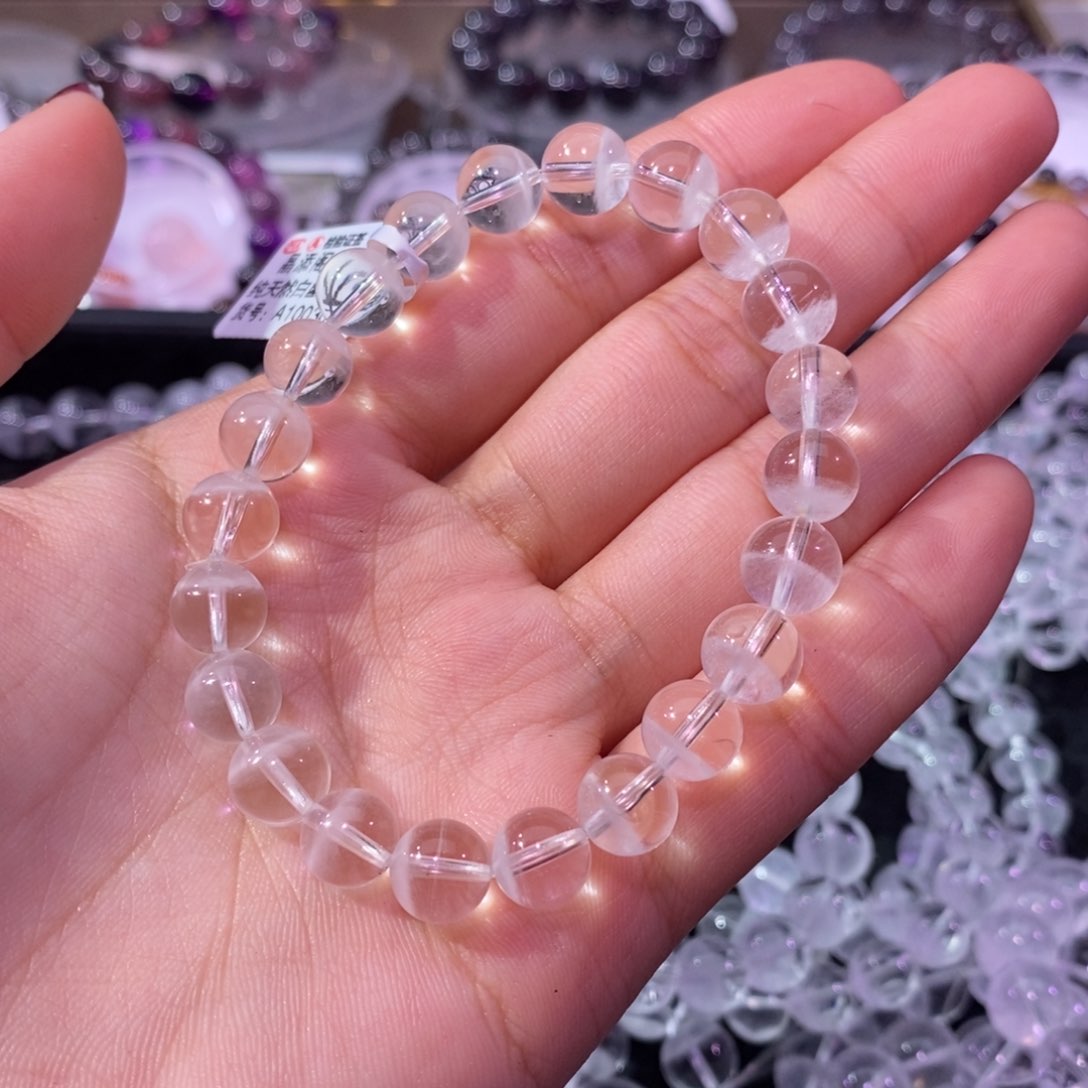 水晶手串未镶嵌果*酱白幽灵8+