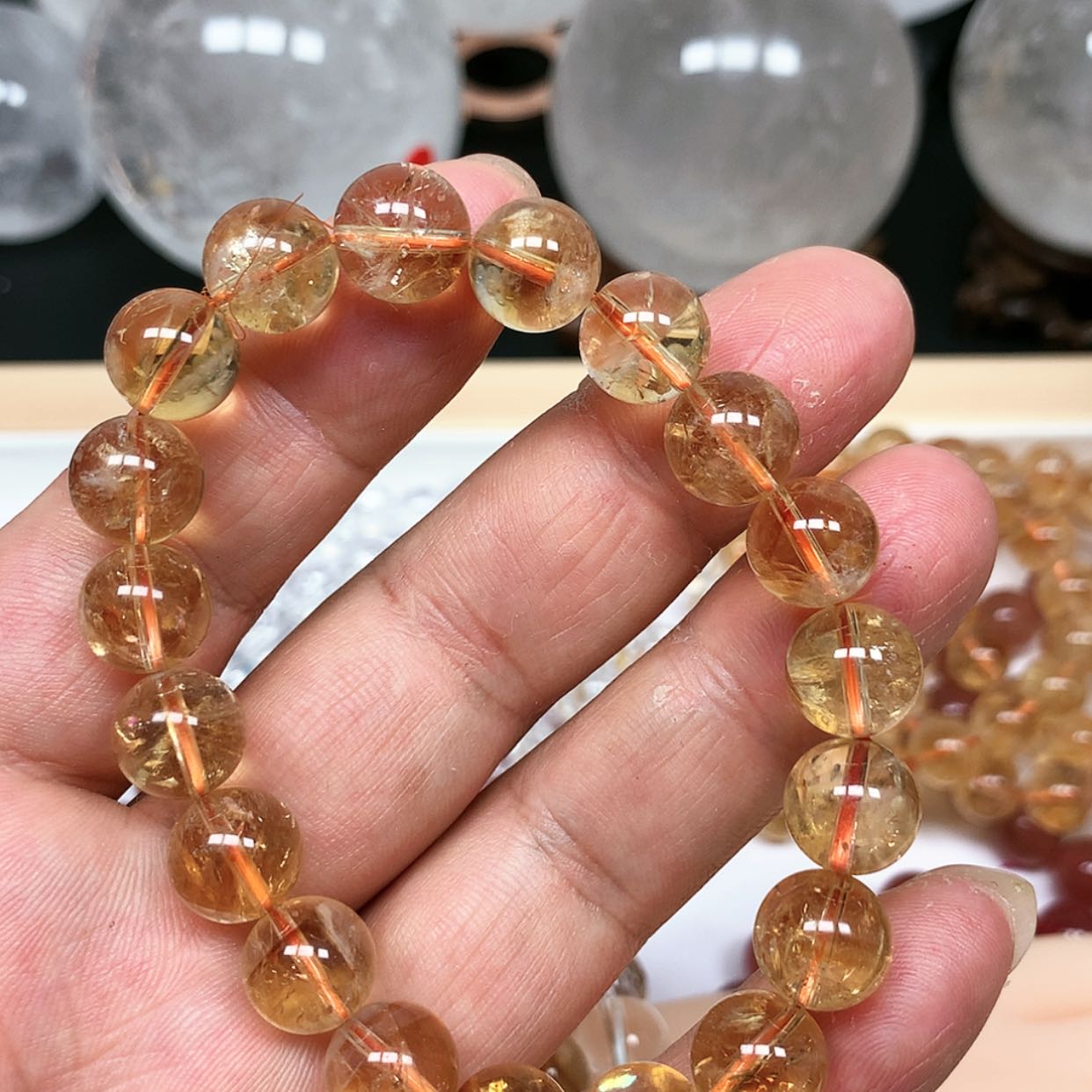 【闪购商品】水晶手链未镶嵌天然水晶黄塔晶手链