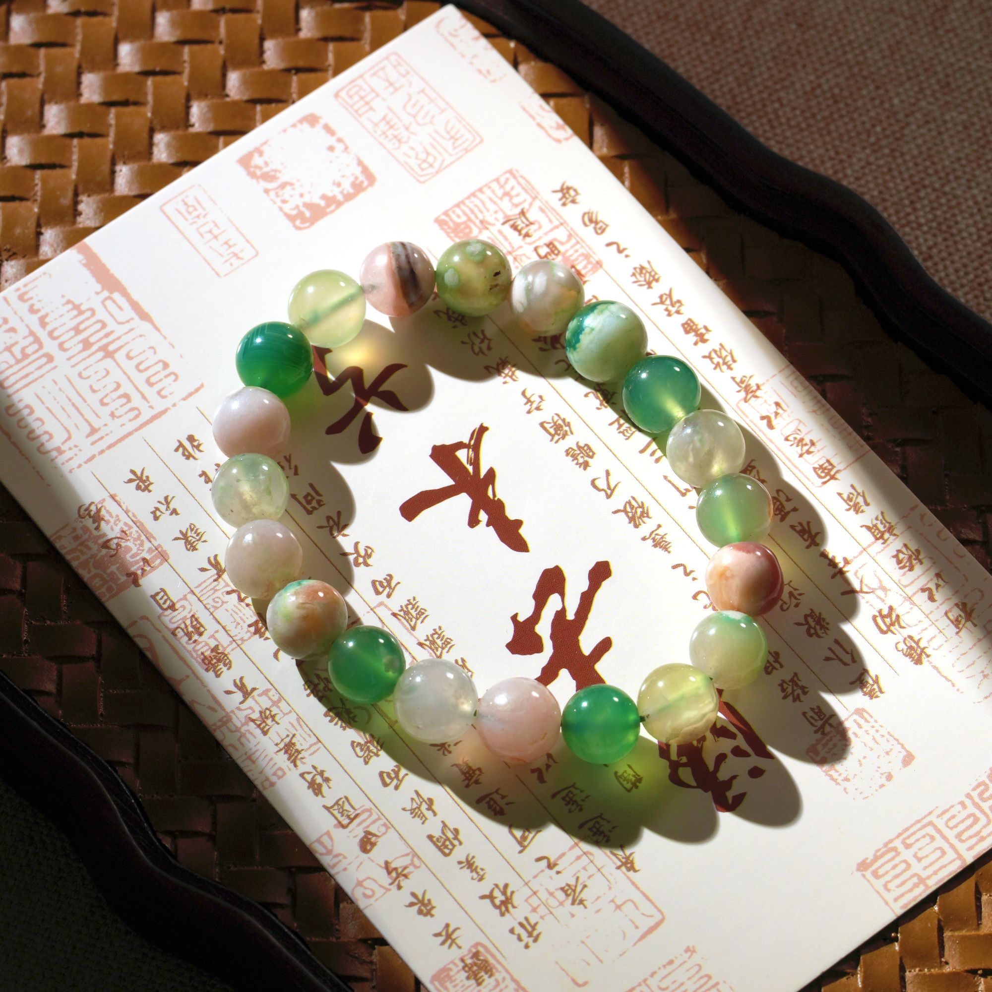 天然樱花玛瑙单圈手串宝石首饰品推荐分享（多样性发一带证书）