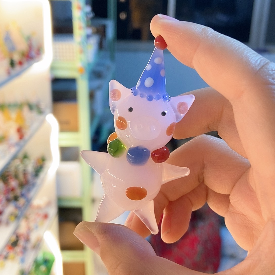 琉璃手工艺品彩珠猪