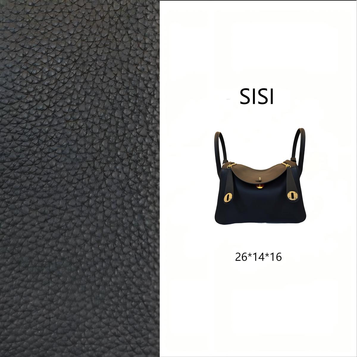 【尺寸：26*14*16】SISI原创设计高定真皮女包9689 黑色/玫红