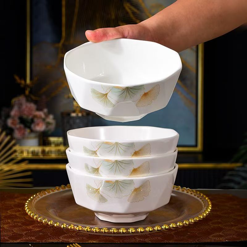 【不含礼盒】新款银杏时光4.5英寸米饭碗10只装高温陶瓷可进微波炉