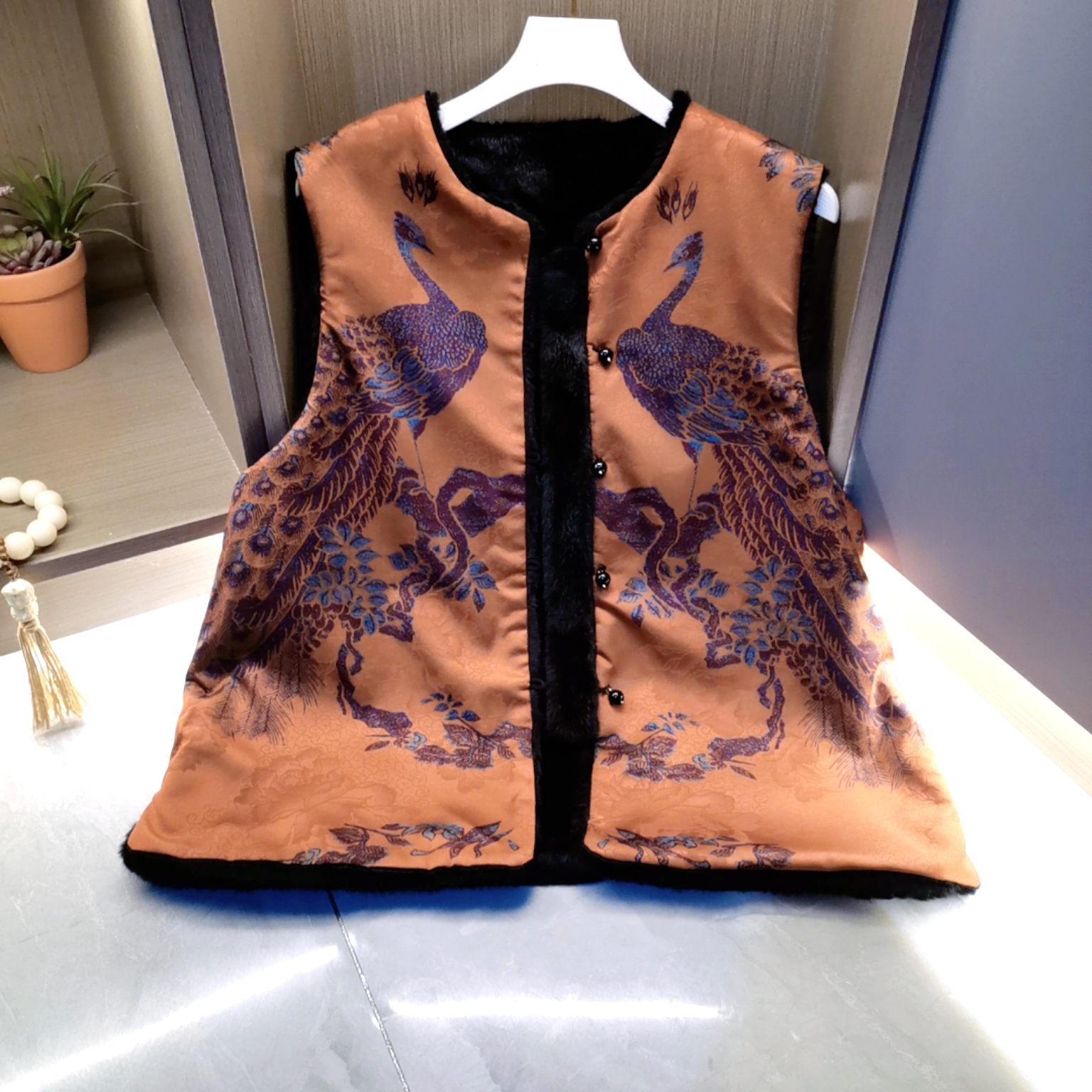 【凤仪马甲】冬季双面双穿水貂香云复古提花上衣马甲308