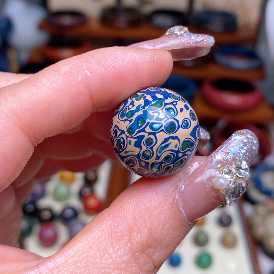 大漆珠20mm犀皮纹精品单珠