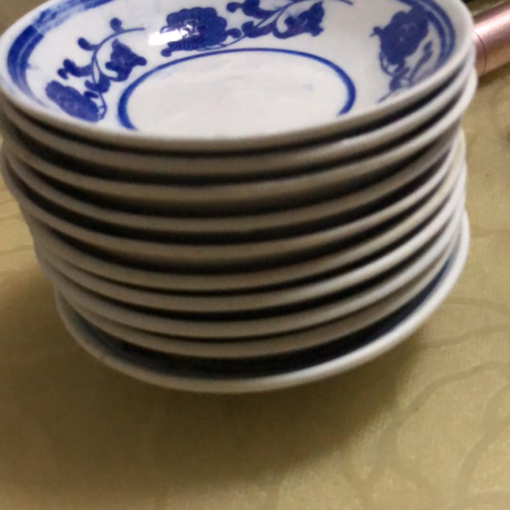 青花陶瓷小碟十支完好