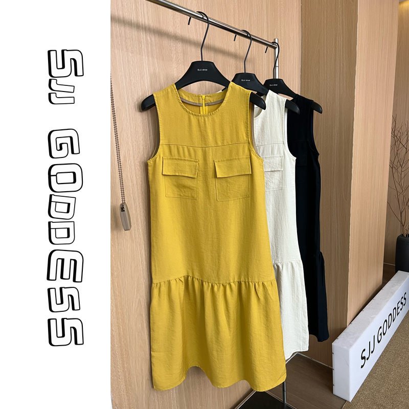【娇娇私服定制】新款上新休闲无袖背心连衣裙（衣长110）51907#