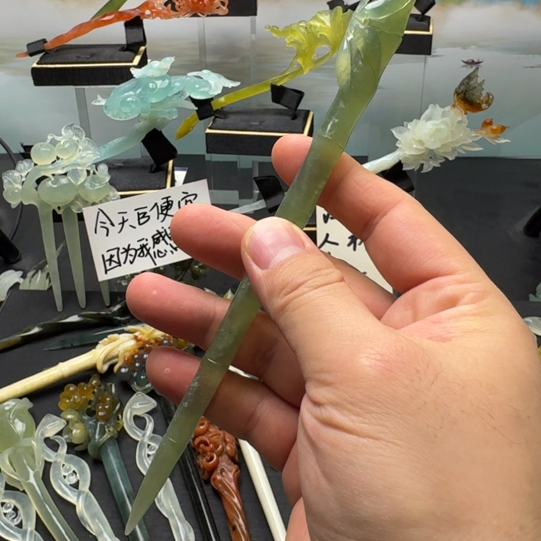 岫玉发饰未镶嵌明君玉簪就是好看