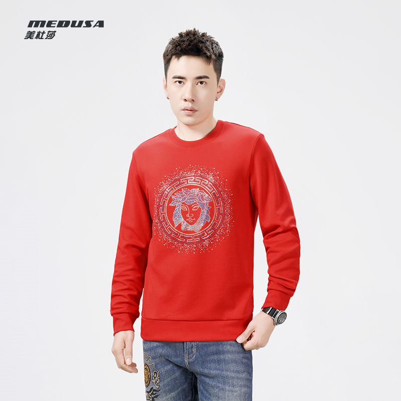 MeduSa/美杜莎男装卫衣秋冬新款烫钻休闲圆领轻奢满天星长袖23150