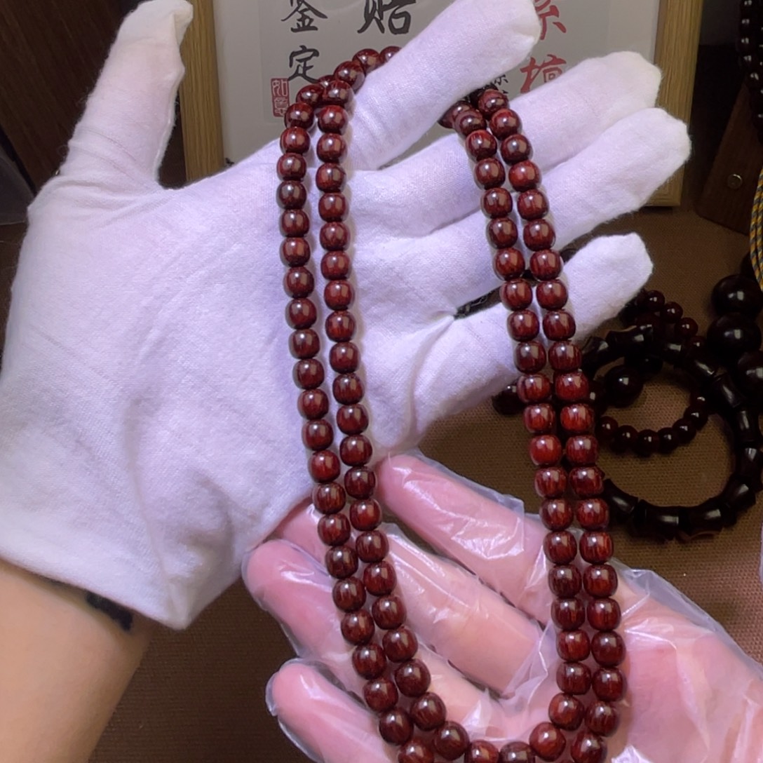 檀香紫檀（小叶紫檀）原生态6.7老型108颗无胶无油无蜡