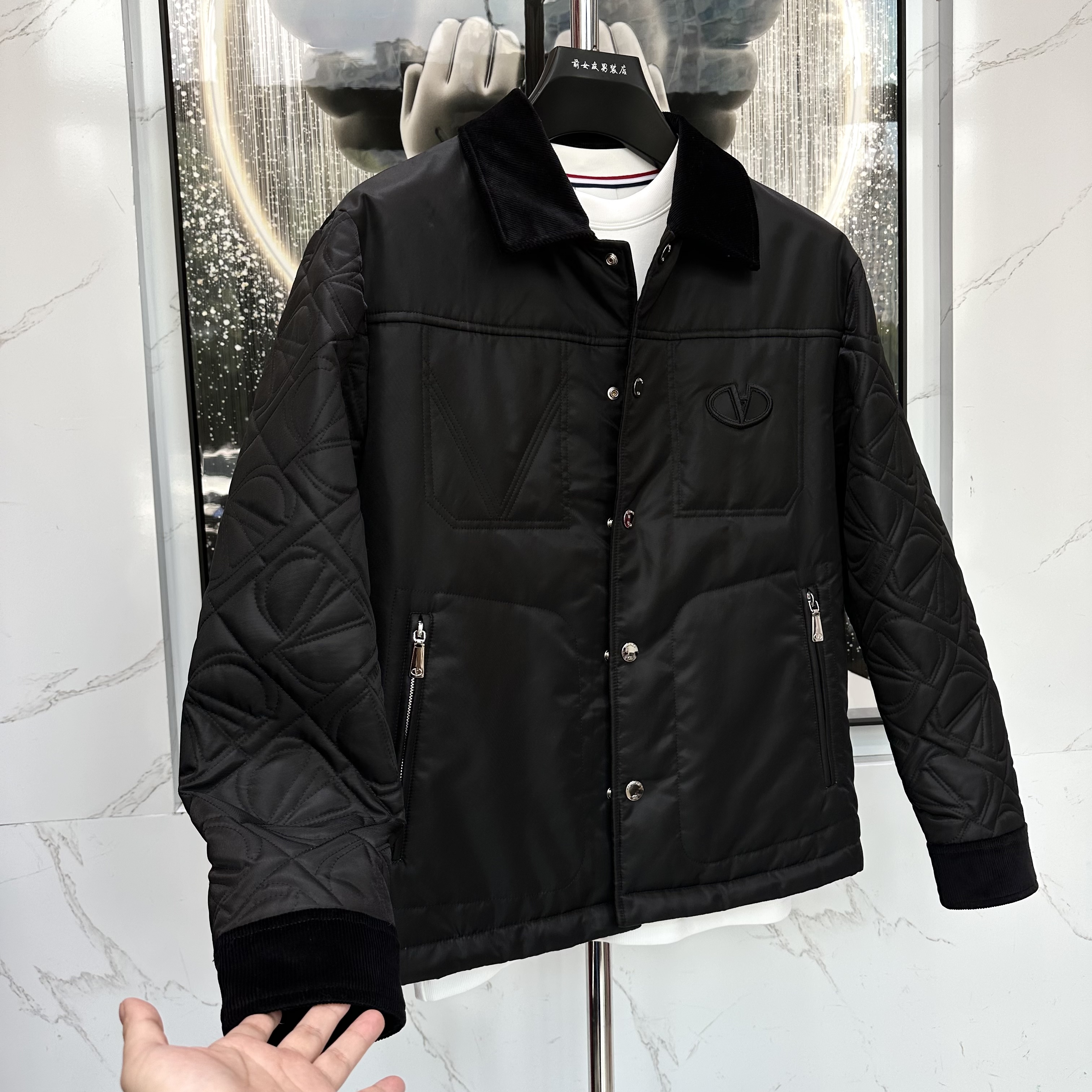 阔【华伦奴克外套】新款秋冬季时尚巴恩风夹克男款黑色百搭休闲6002