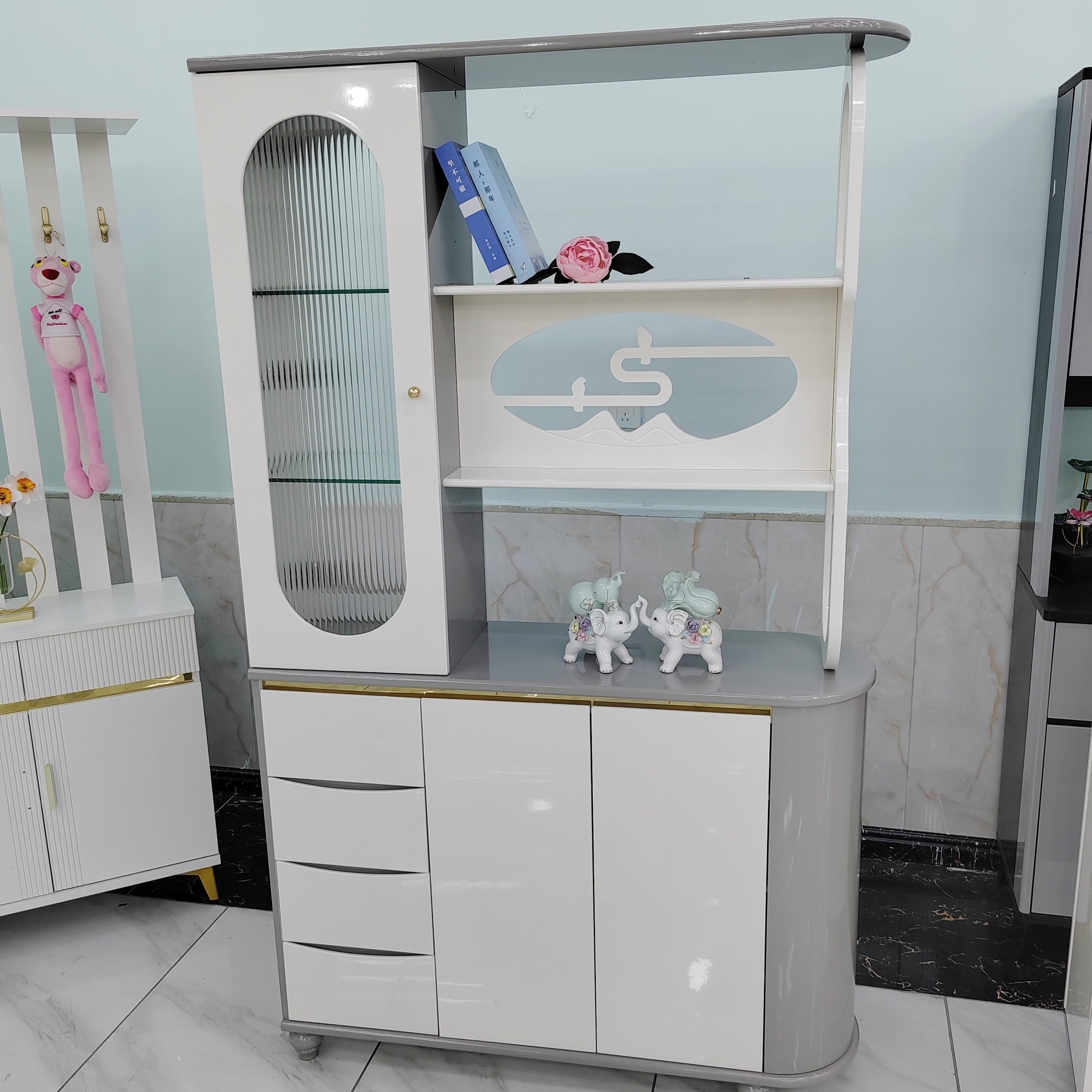 落地简约客厅收纳柜柜子餐厅隔断大容量门厅家用储物柜置物架轻奢