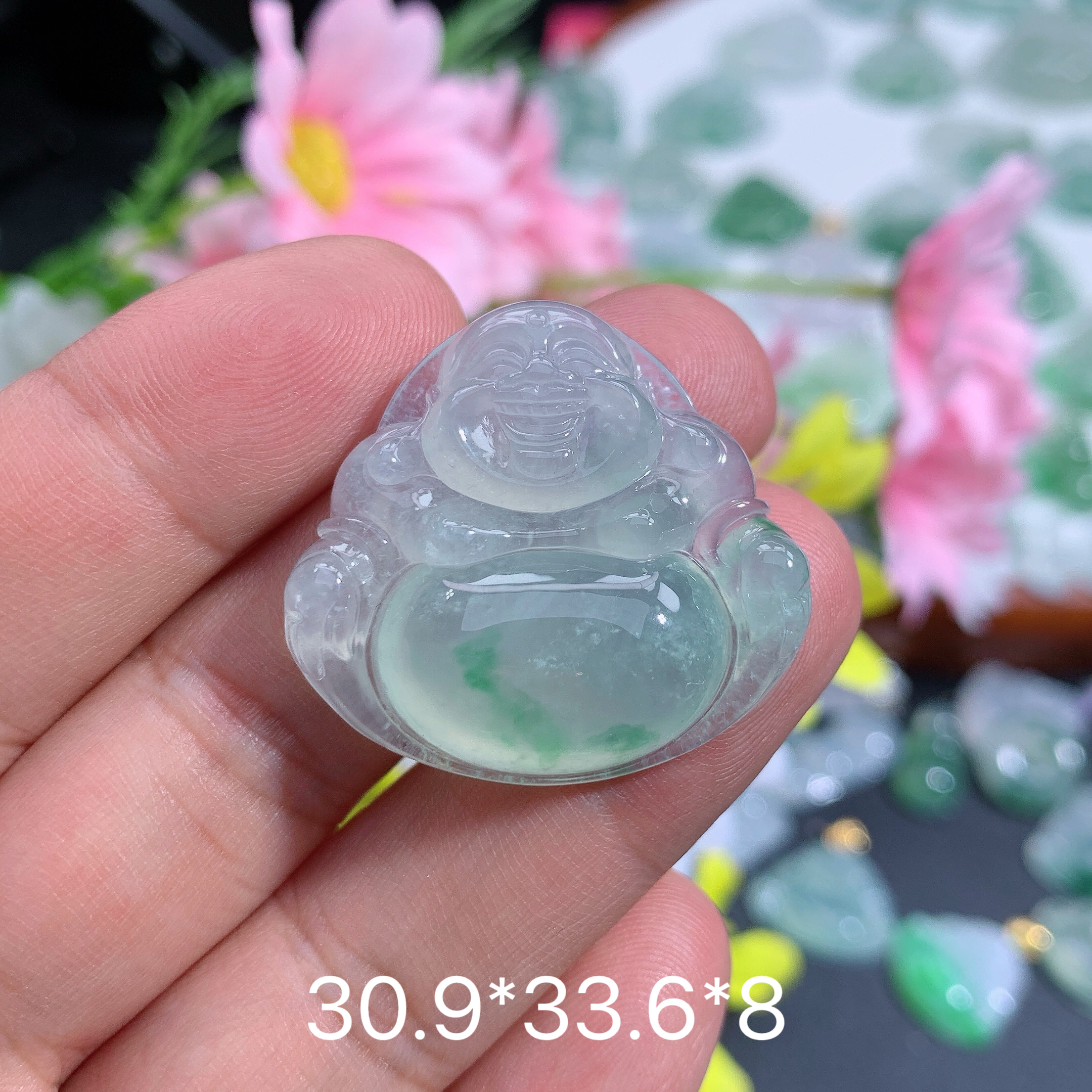 缅甸天然翡翠A货冰种飘绿佛公吊坠品精致雕刻时尚轻奢百搭礼物玉