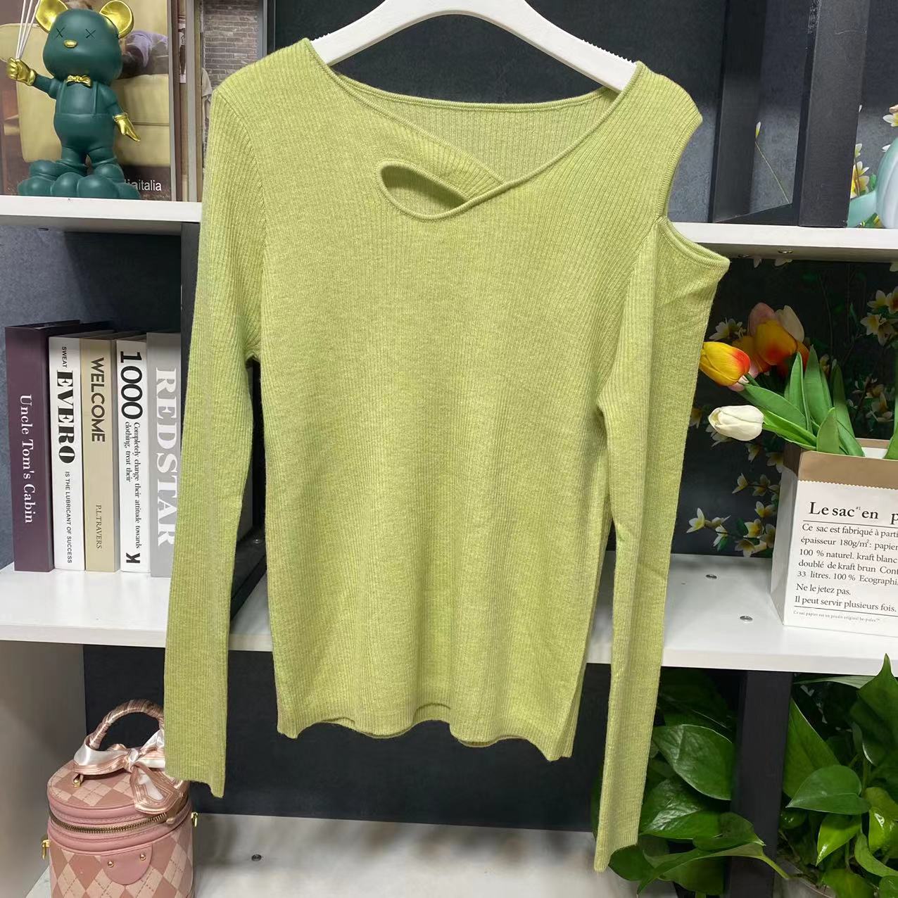 小清新镂空设计小众修身显瘦内搭毛衣上衣YM381