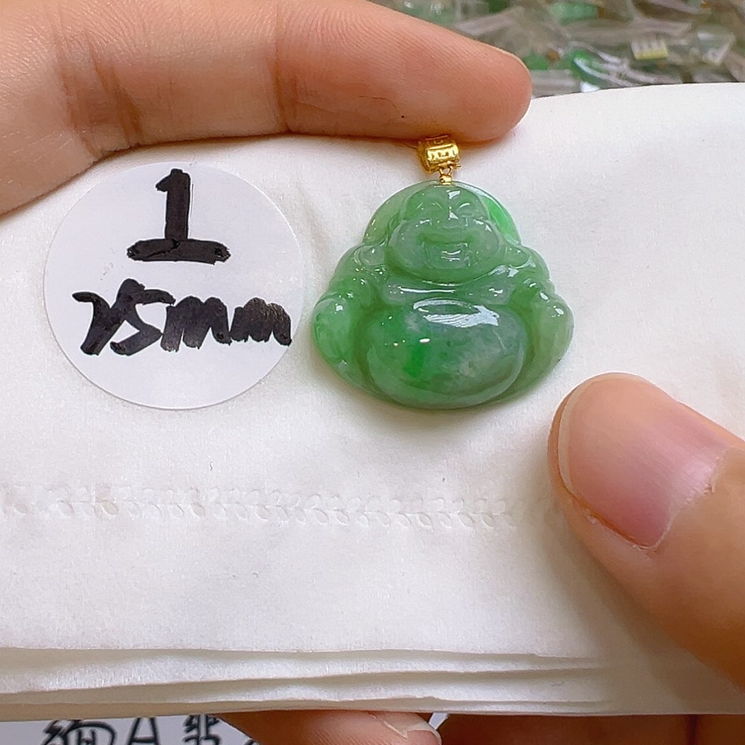 翡翠18K金镶嵌吊坠(不含链)翡翠