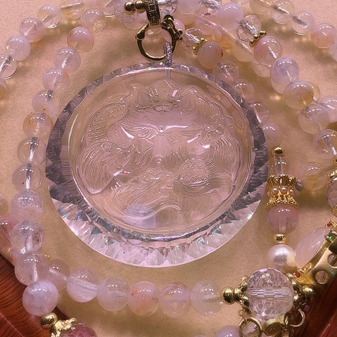 水晶颈饰未镶嵌天然水晶狐狐吊坠