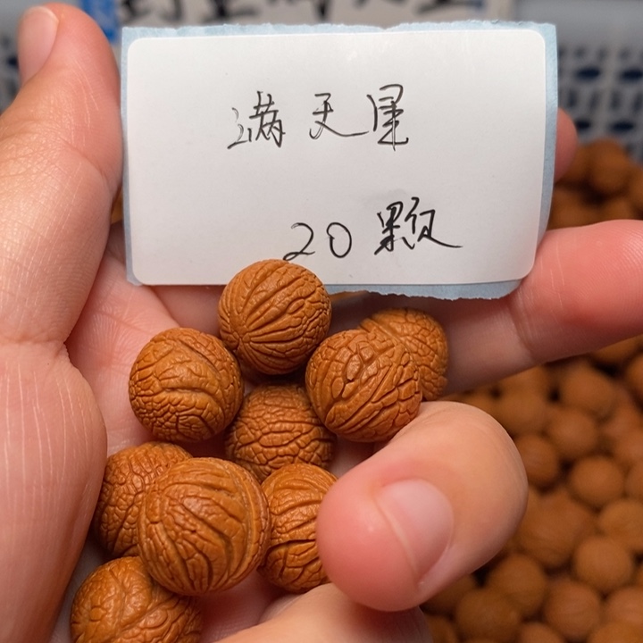 桃核手串野生满天星14mm左右20颗打底带绳（不打孔）