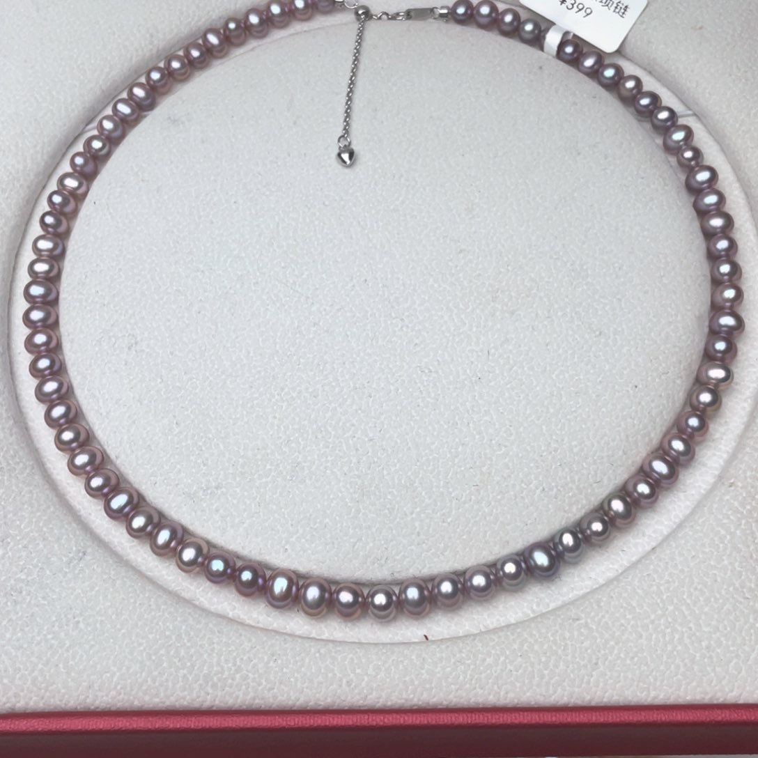 淡水珍珠银S925镶嵌颈饰6-7mm