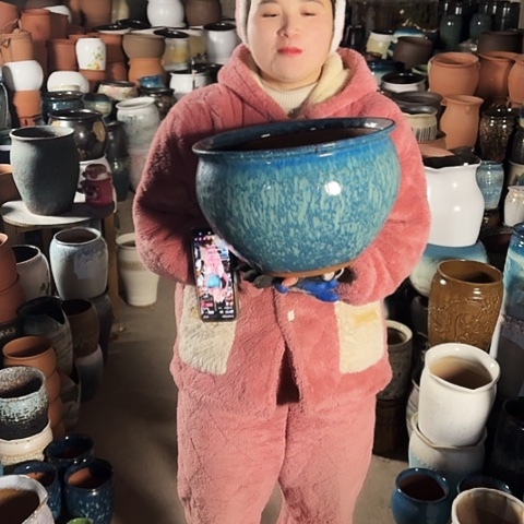 口30高21瑕疵口裂盆子 