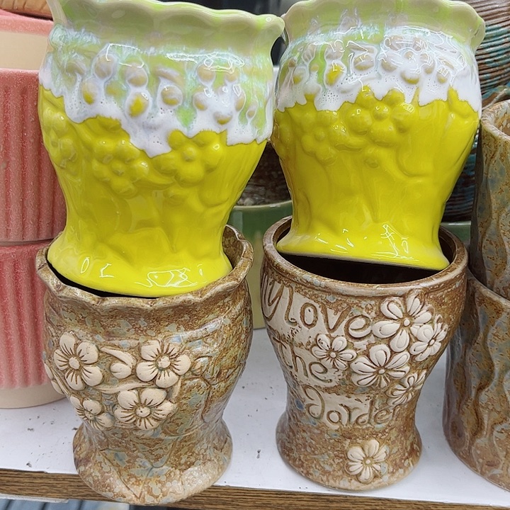 多肉绿植陶瓷花盆9.9包邮，有孔