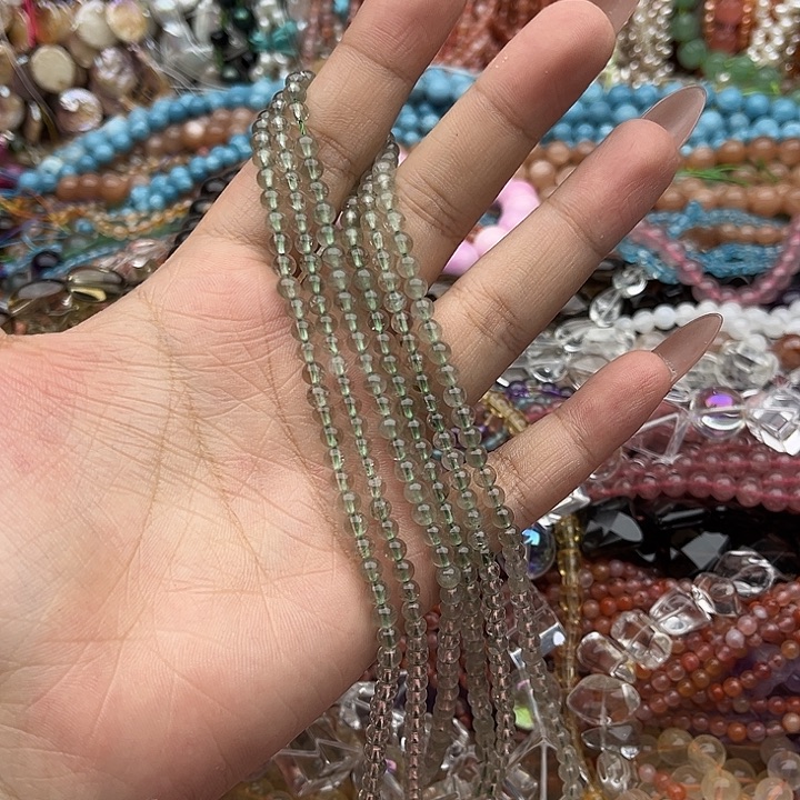 玛瑙/玉髓未镶嵌珠宝半成品一条4.5mm左右绿水晶