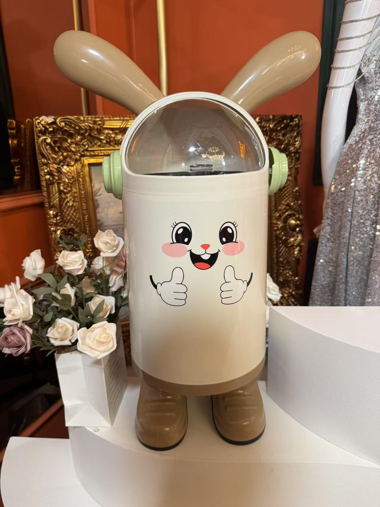 （月月专属）小兔子翻盖垃圾桶可爱风