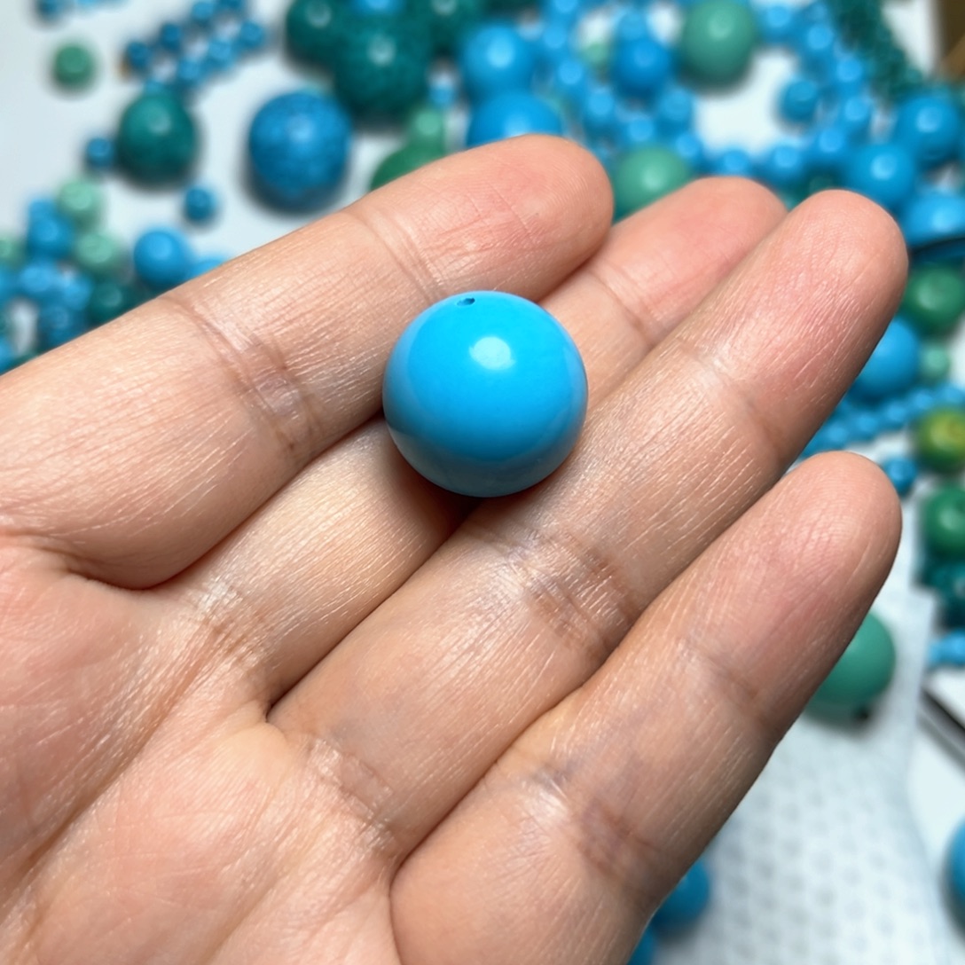 卡18+蓝珠子圆珠单珠锁骨珠