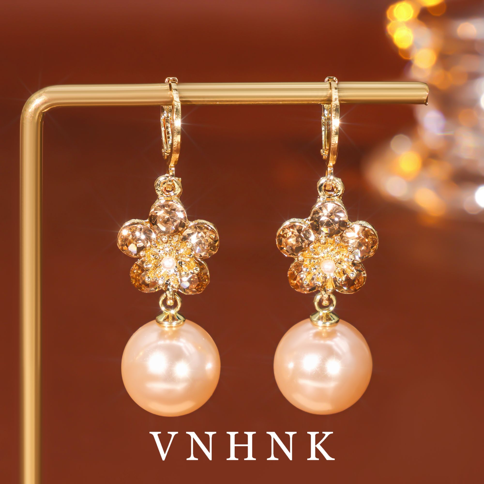 铜合金仿珍珠耳饰 美可儿   C576   金色（13mm）百搭耳环