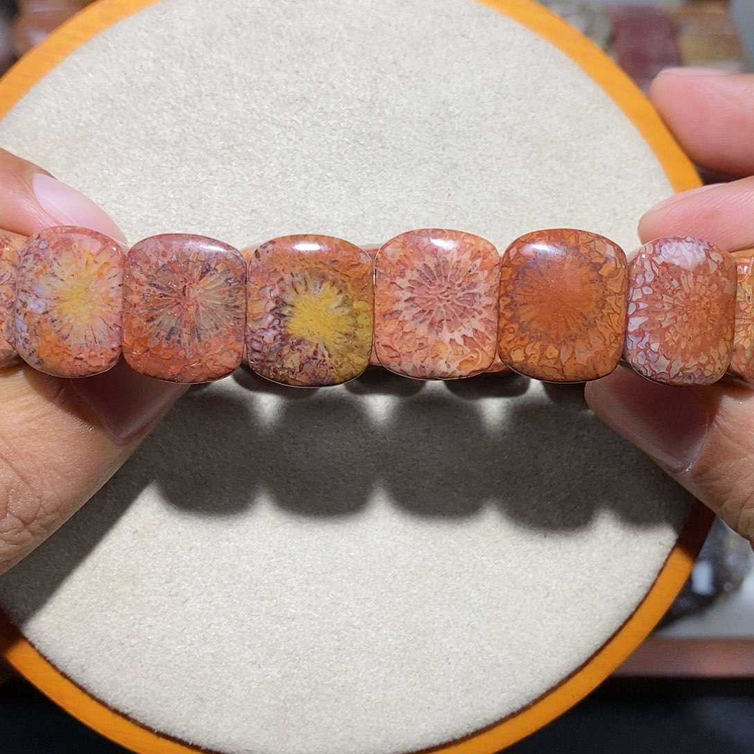 硅化珊瑚（珊瑚玉）手链未镶嵌紫红色134