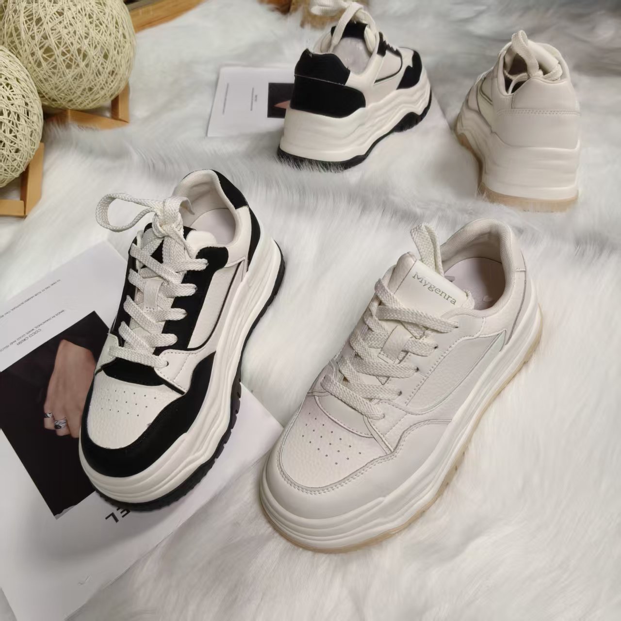 小琦家2025年新款平底增高厚底百搭时尚舒适精品女鞋小白鞋潮流