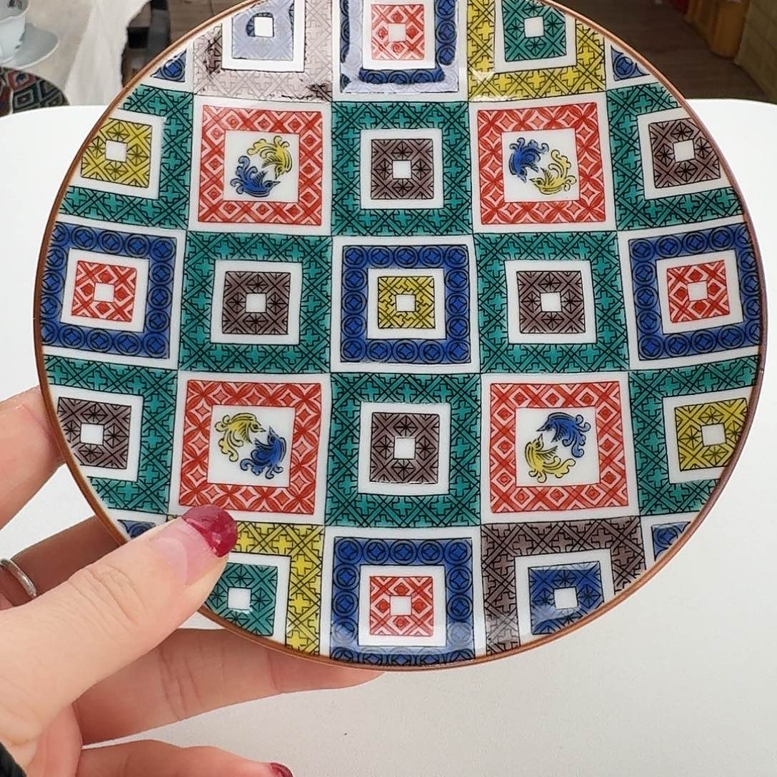 瓷片九谷烧手绘15.5厘米圆碟