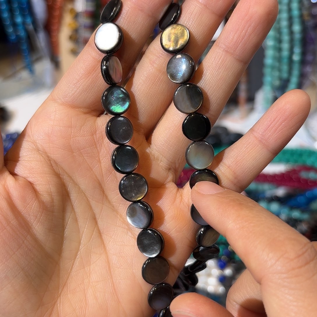 玛瑙/玉髓未镶嵌珠宝半成品黑贝卡10一条