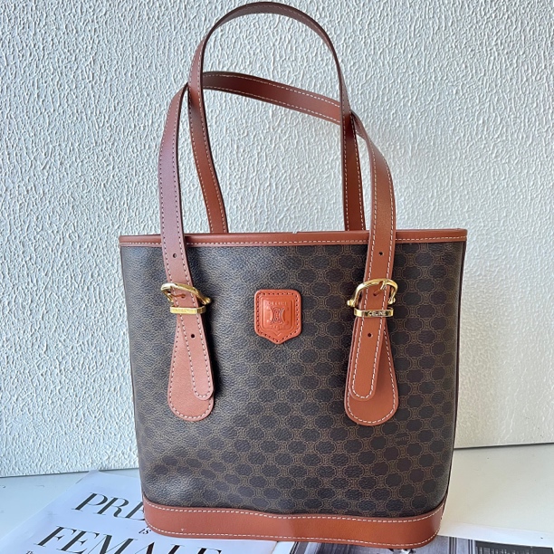 95新 Celine/思琳 XM/经典凯旋门老花手提单肩水桶包CT02712562换