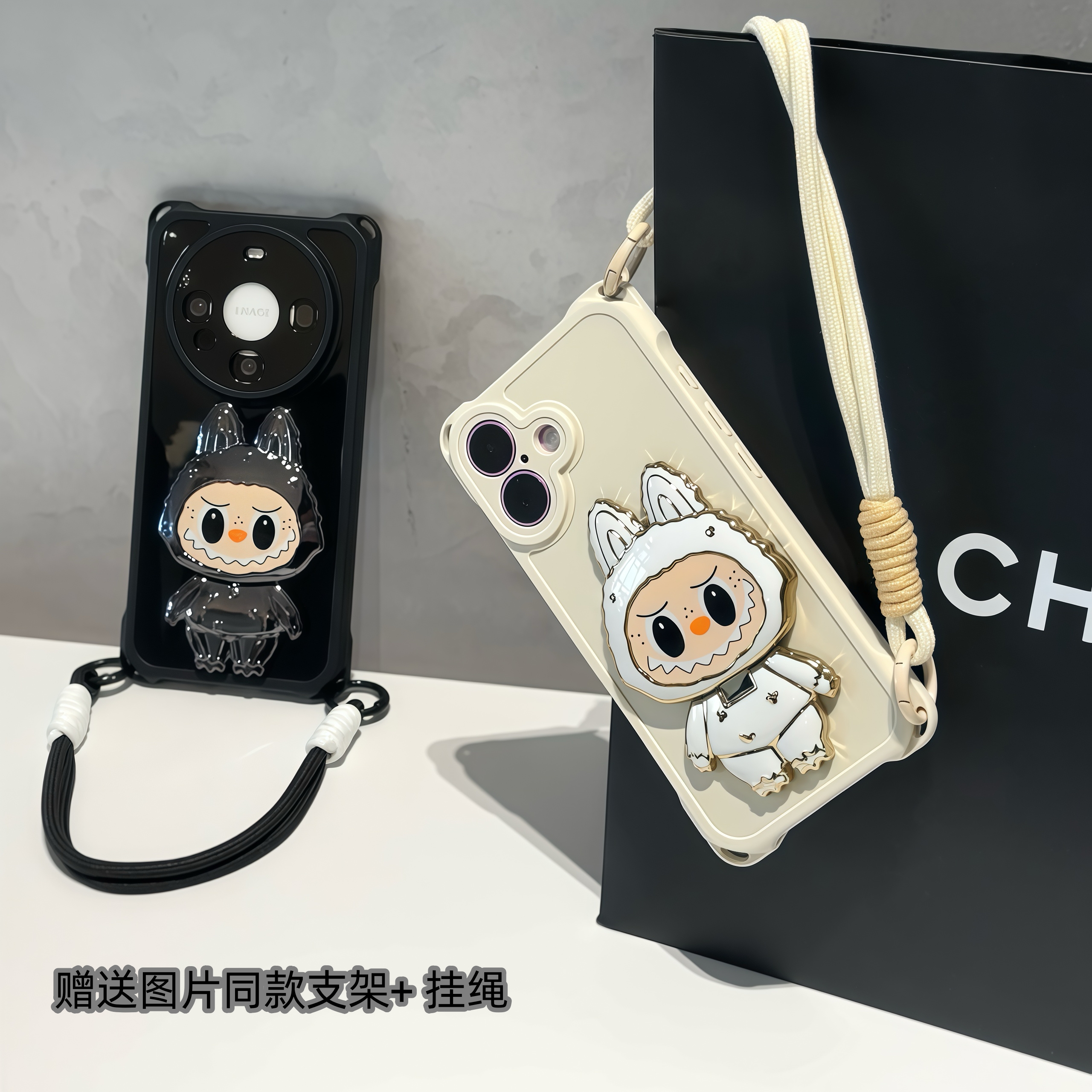 小怪兽支架双挂绳适用iPhone15Promax苹果16手机壳13全包14软套12