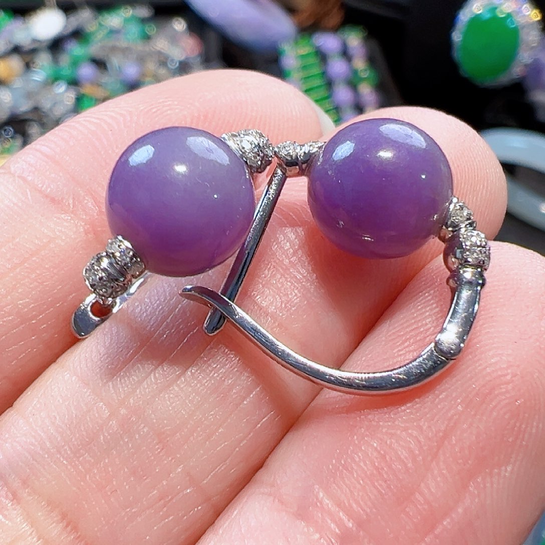 翡翠耳饰18K金镶嵌签收后24小时鉴赏期