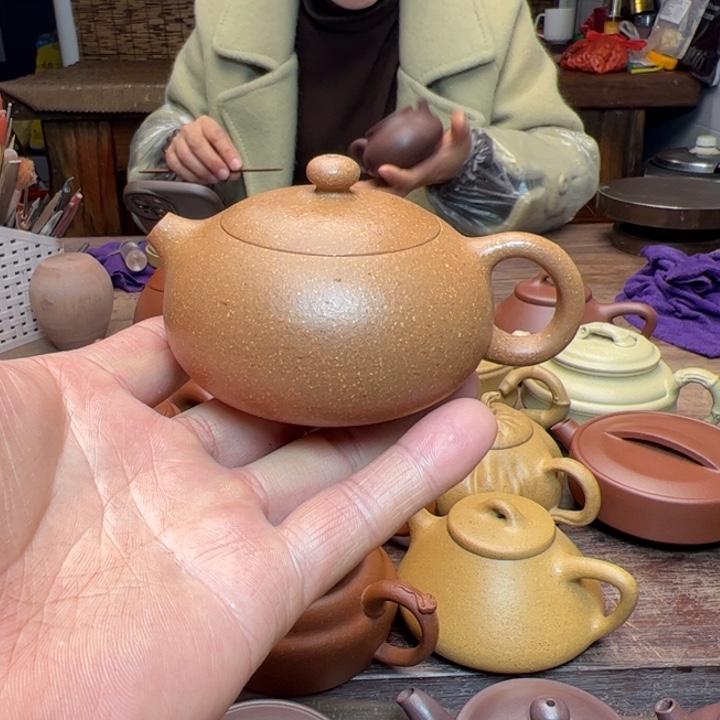段泥茶壶老段泥半手精工制作扁西施150c c
