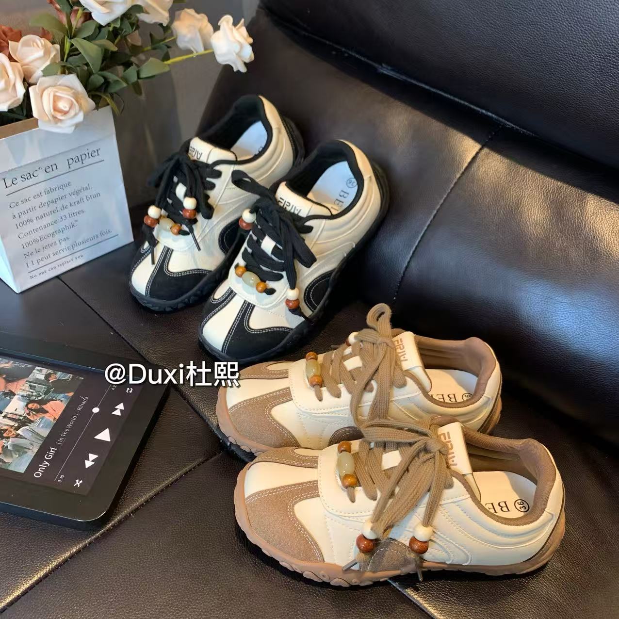 duxi/杜熙2025新款德训鞋轻便板鞋ins风小众百搭复古软底休闲鞋女