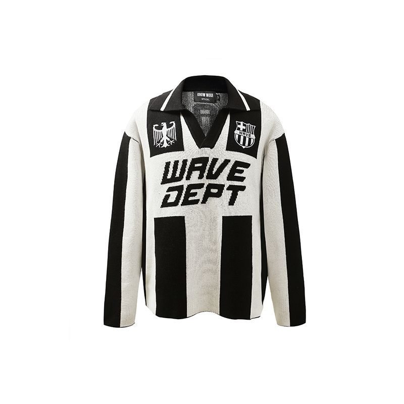 2024冬季新品实拍美式街潮翻领宽松套头毛衣