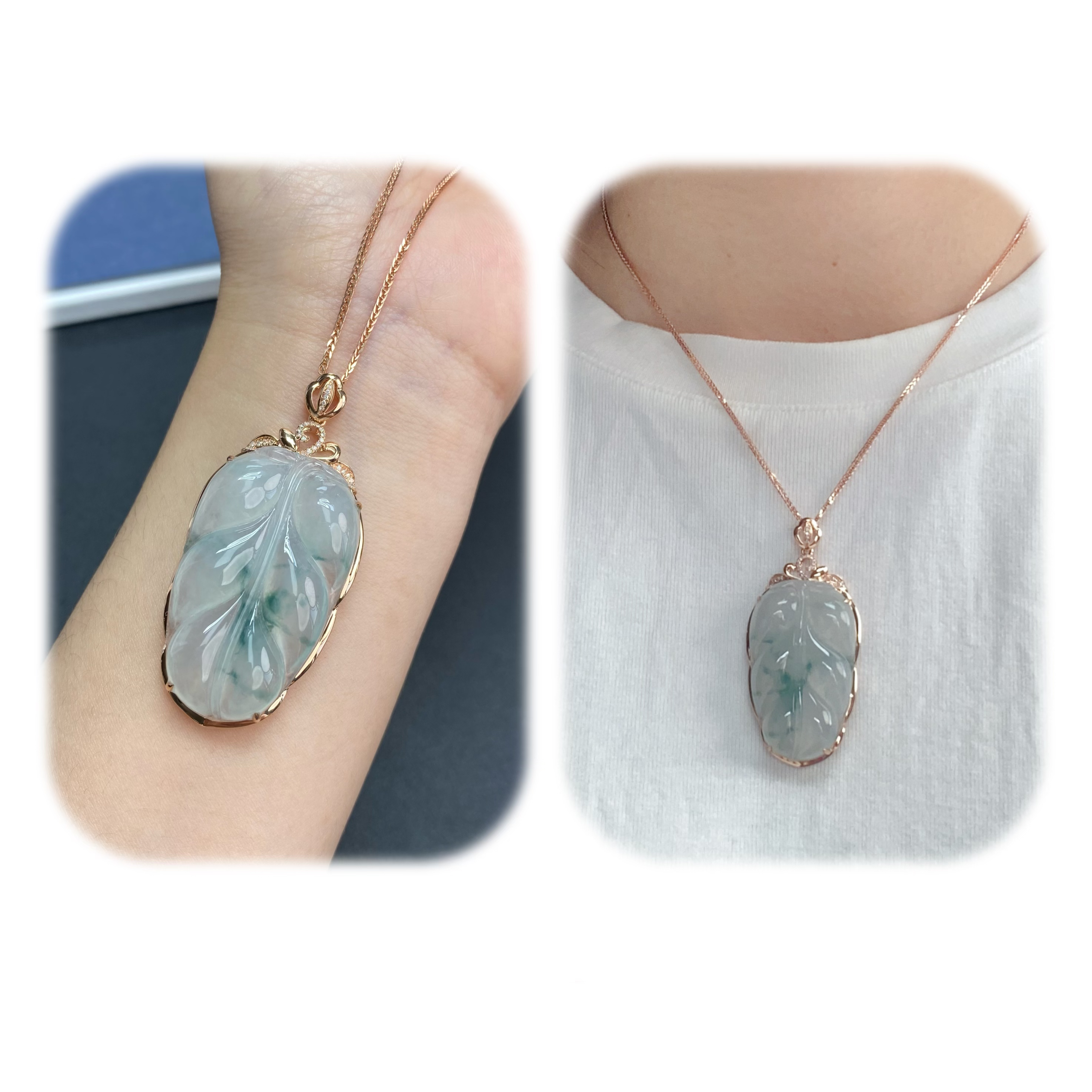 绰丽珠宝18K金镶嵌钻石天然翡翠 主石：9.16g