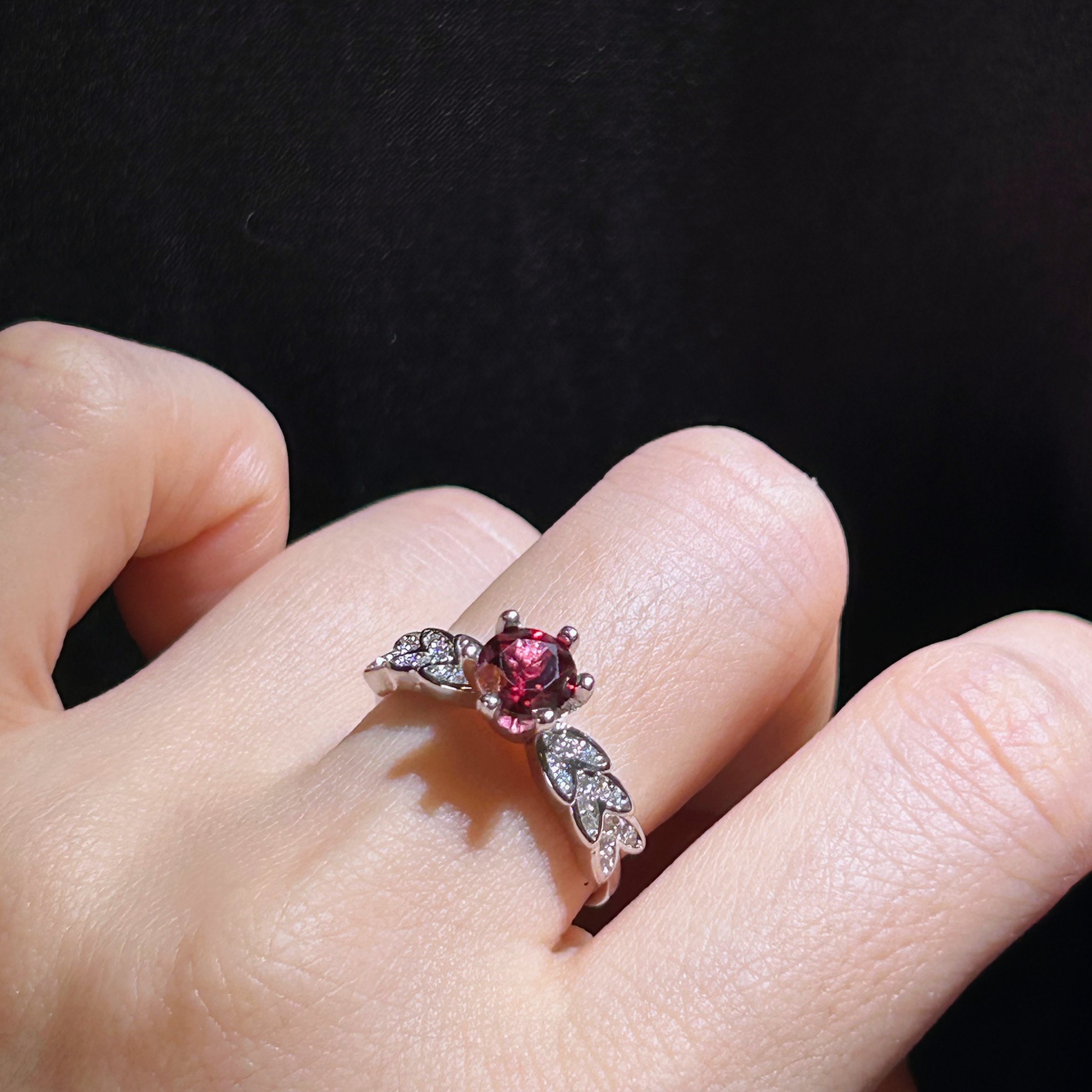 天然石榴石戒指开口-SLS088