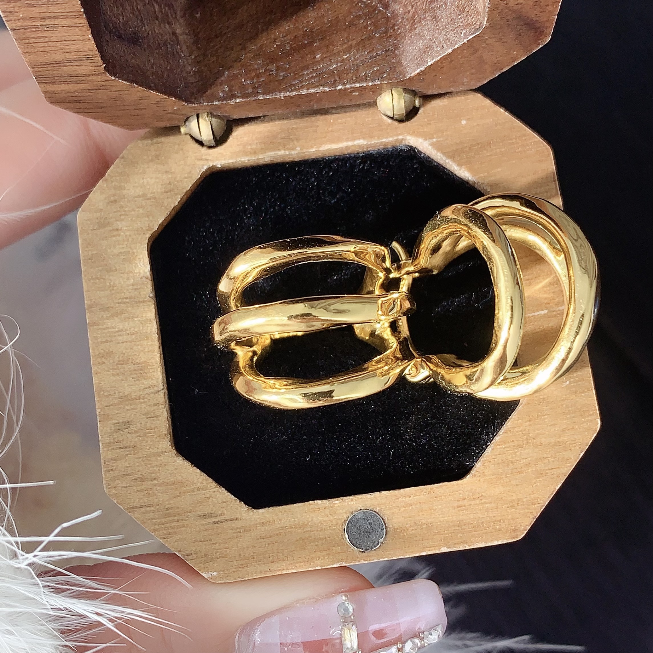 【伟新源】足金999 5D工艺  莫比猫爪耳扣5.7克