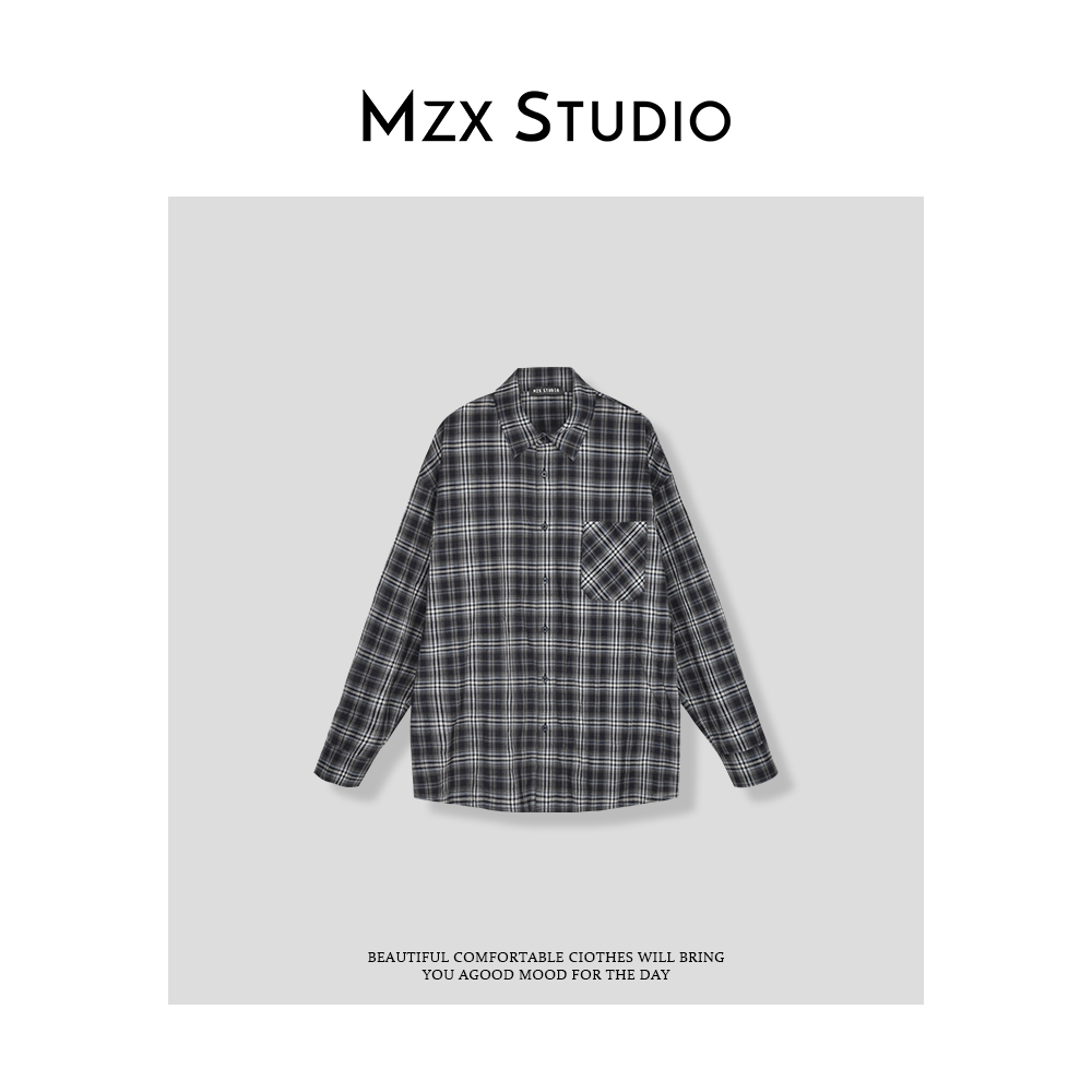 MZX 秋季宽松格纹休闲百搭长袖衬衫SY8519-P