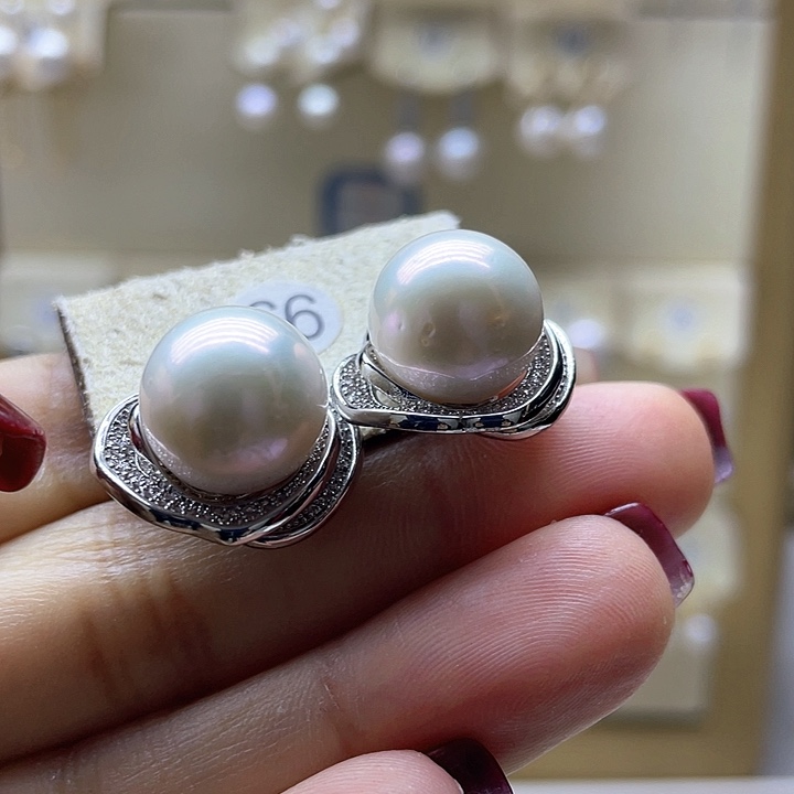 淡水珍珠耳饰银S925镶嵌