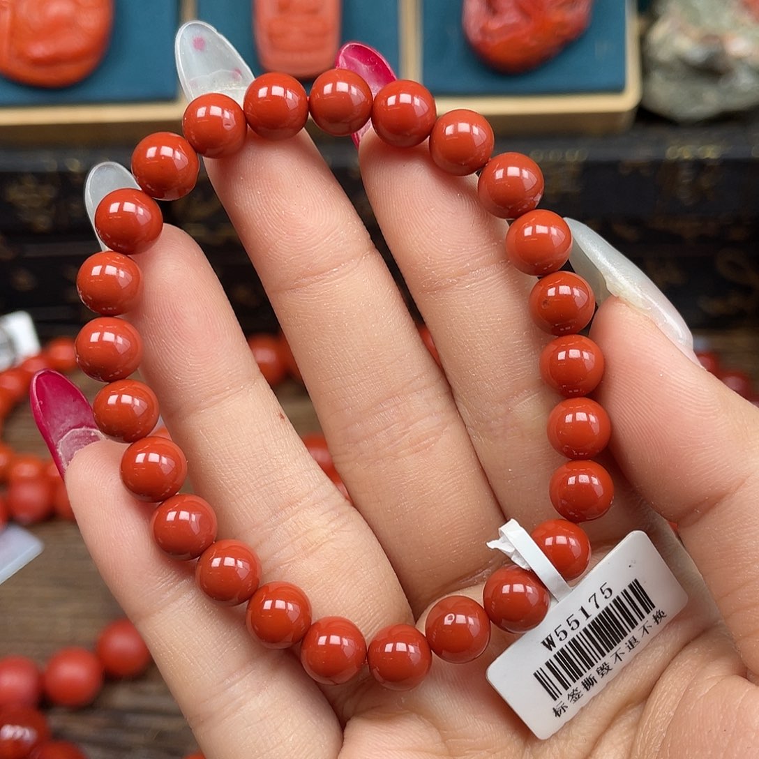 &***！南红玛瑙未镶嵌手串放漏 瓦西满肉卡7mm