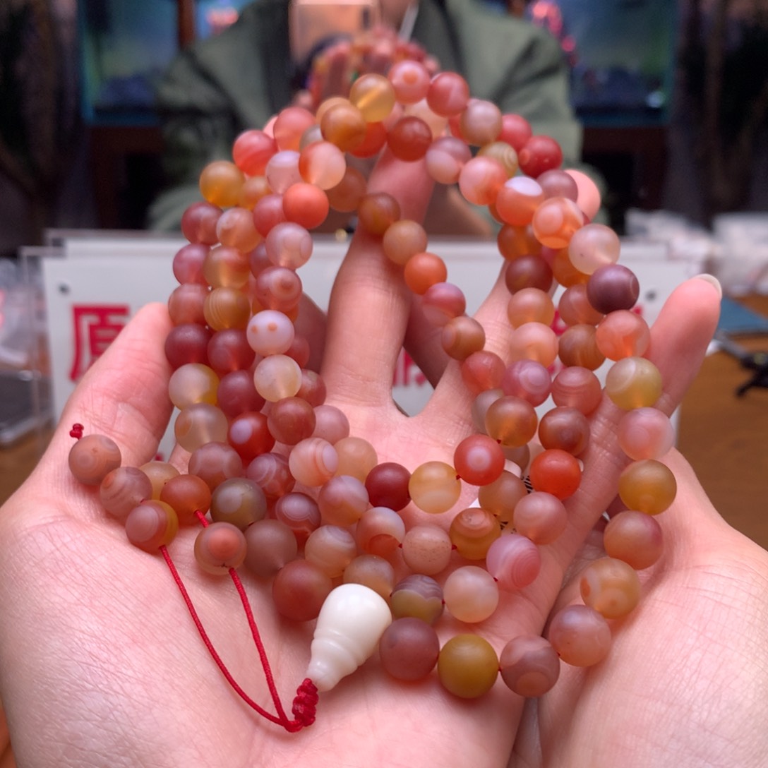 南红玛瑙108串未镶嵌小庄多宝天眼9mm+