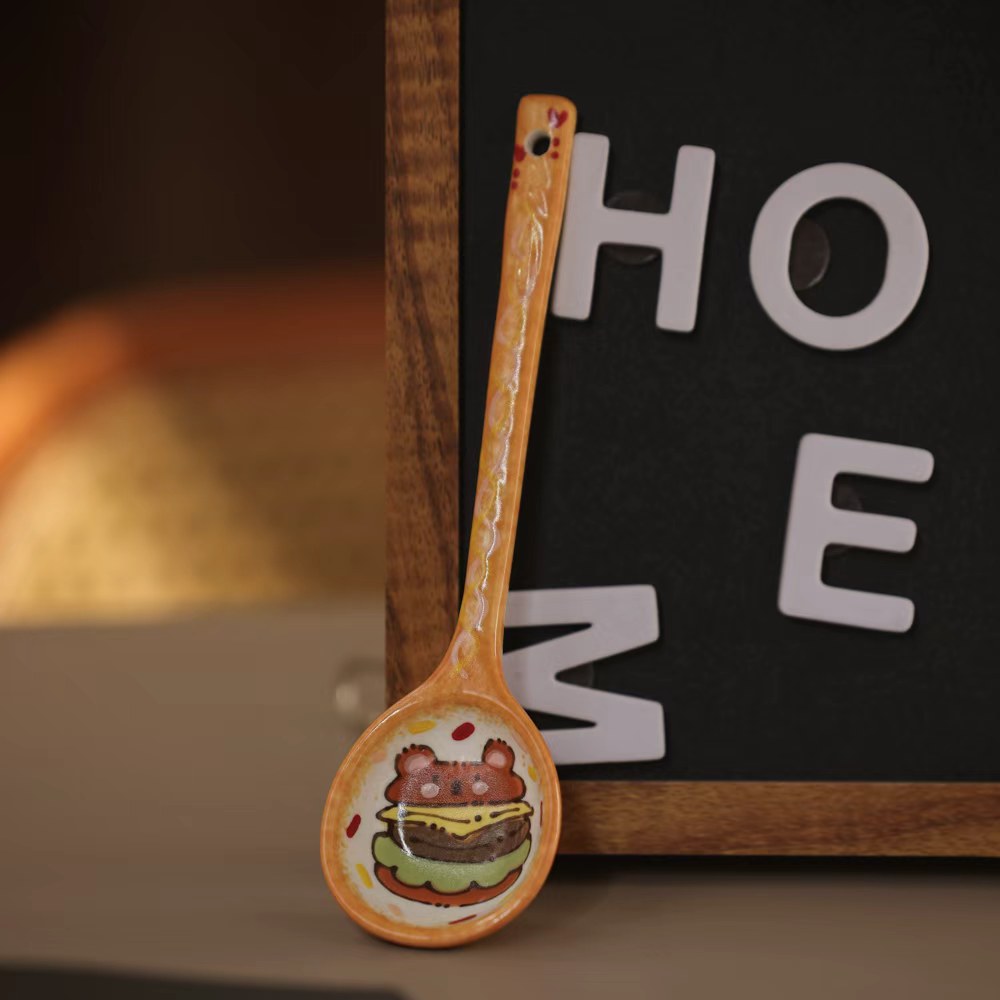 1汉堡手绘陶瓷勺子马克杯