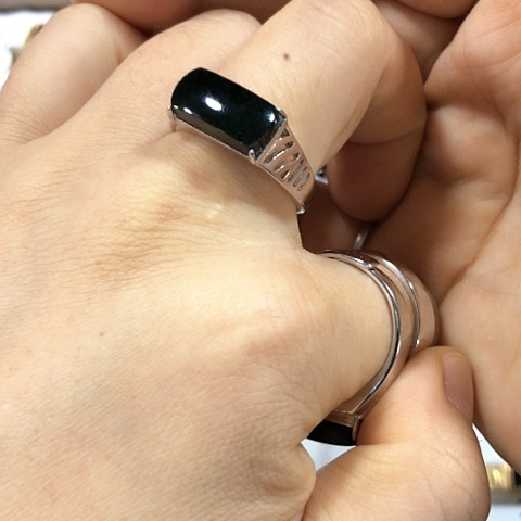 银S925镶嵌戒指翡翠缅甸天然A货翡翠