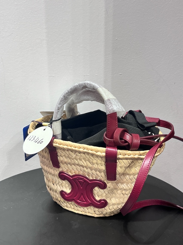 95新 Celine/思琳 夏七中古/草编菜篮子单肩包/1231260